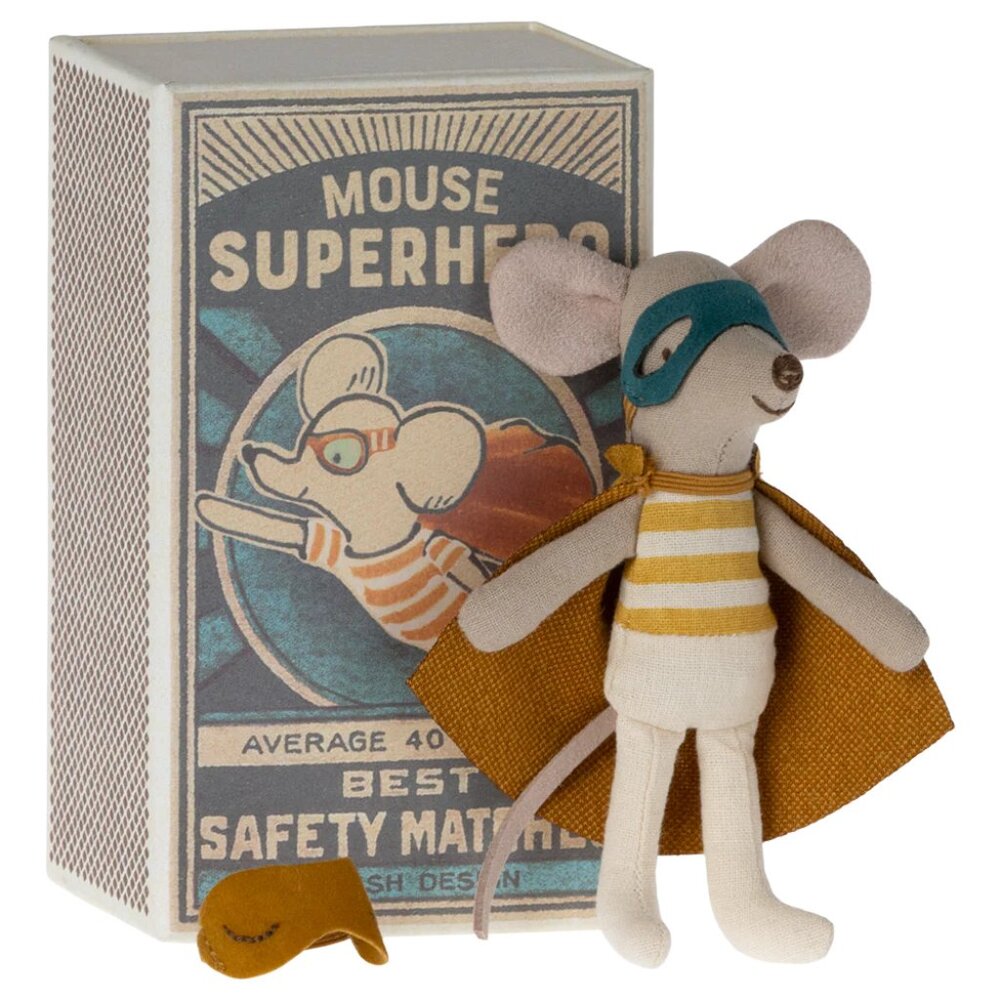 Maileg MOUSE SUPER HERO Little Brother Matchbox Danish Design NEW with box